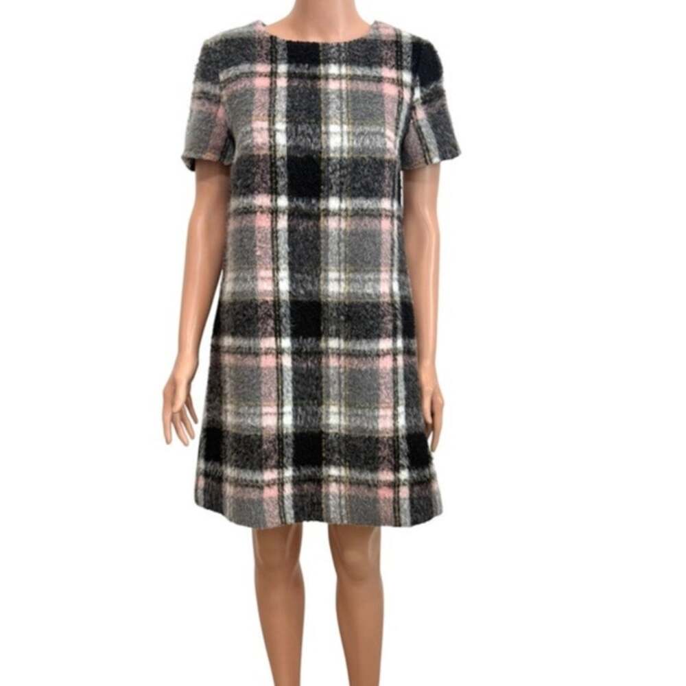 Anthropologie Line + Dot XS wool blend Frontier plaid shift dress D2 3606